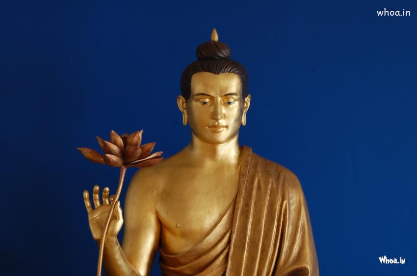 Lord Gautama Buddha Statue With Blue Background HD Wallpaper