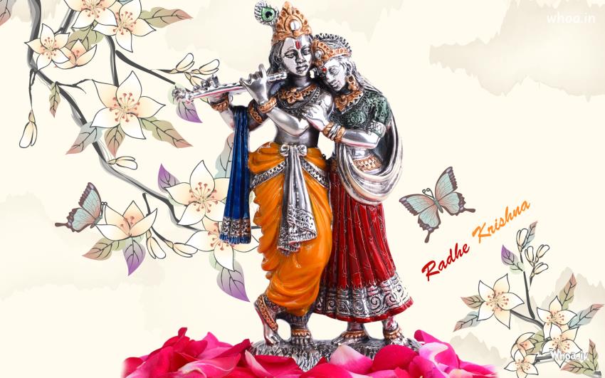 Lord Radhe Krishna With White Natural Background HD Wallpaper