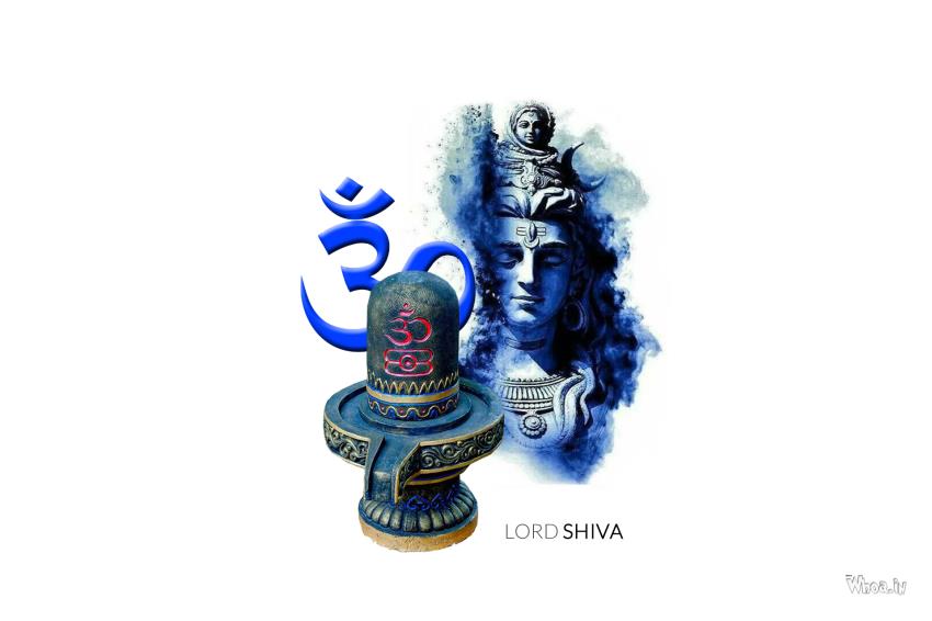 Lord Shiva Blue Face And OM With Shivling HD Wallpaper