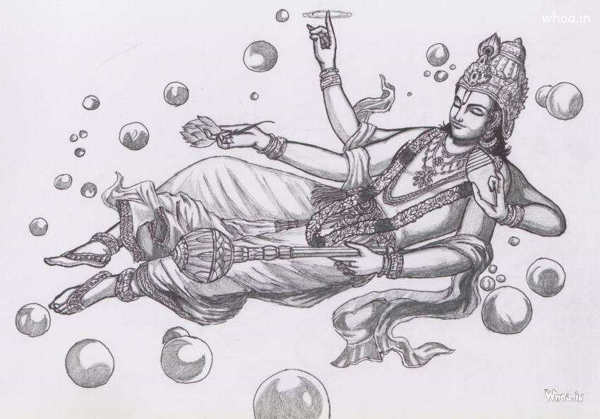 Lord Vishnu Sleeping Art HD Wallpaper