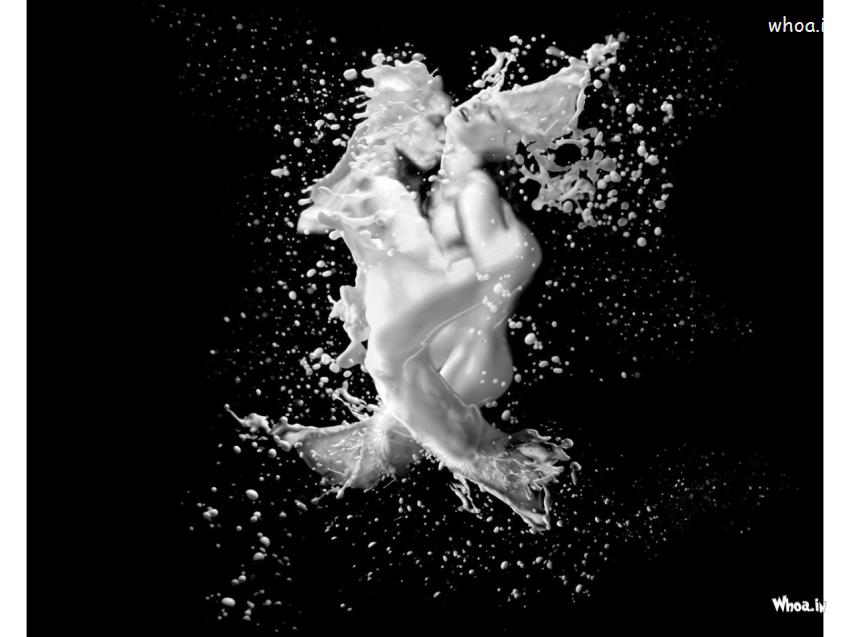 Milk Drops Creative Couple Love With Dark Background HD Love Wallpaper