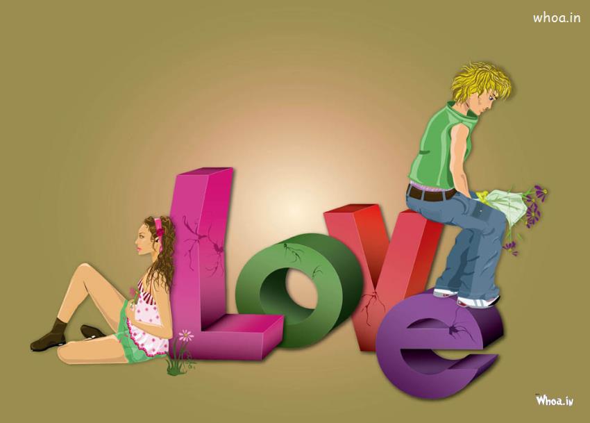 Multi Color Love With Girl And Boy HD Love Wallpaper