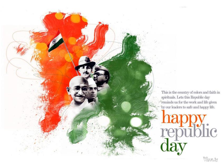 National Leaders With Happy Republic Day HD Wallpaper
