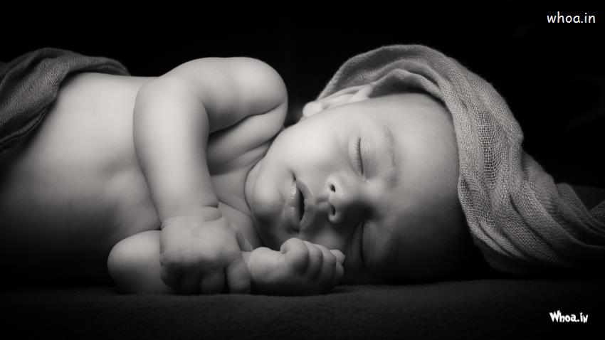 Newborn Little Baby Sleeping With Dark Background HD Baby Sleep Wall