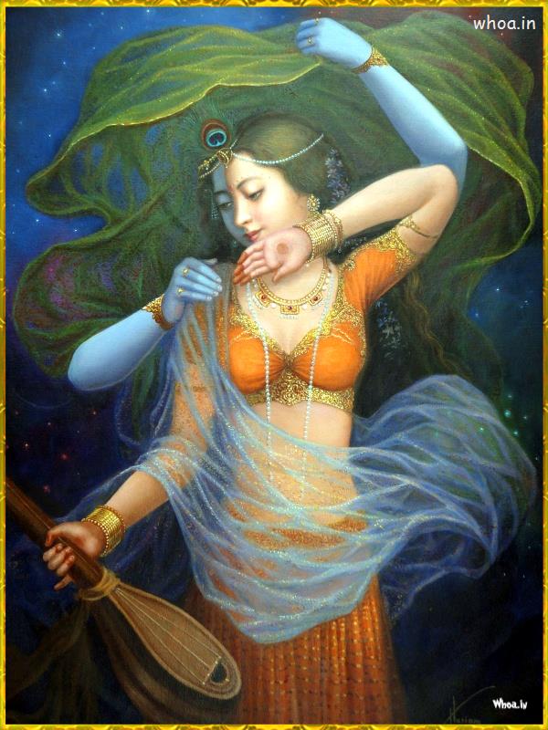 Radhe Krishna Painting With Blue Background HD Wallpaper