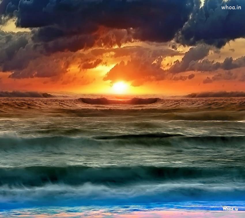 Seaview With Sunset HD Wallpaper For Mobile
