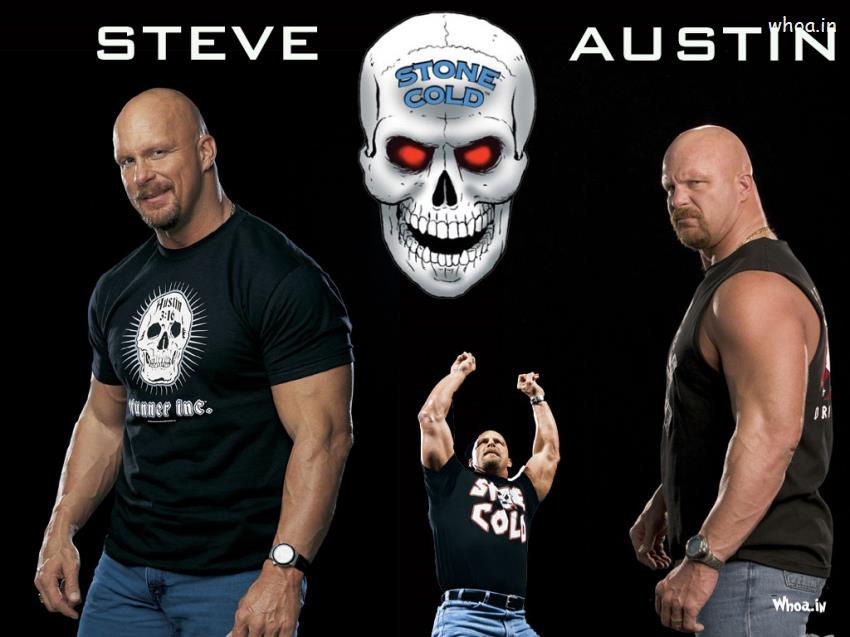 Steve Austin Black T-Shirt With Multi Pose HD Wallpaper