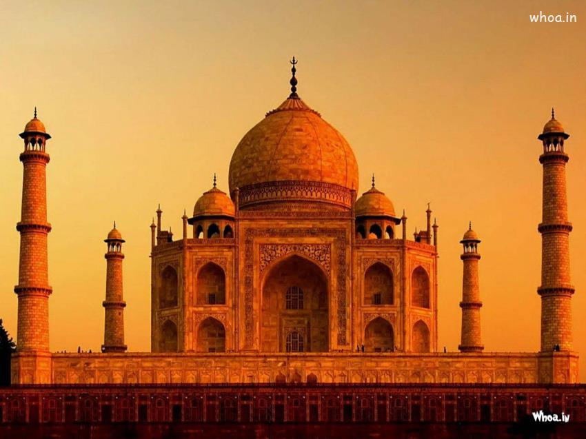 Taj Mahal Sunset Wide Desktop HD Wallpaper