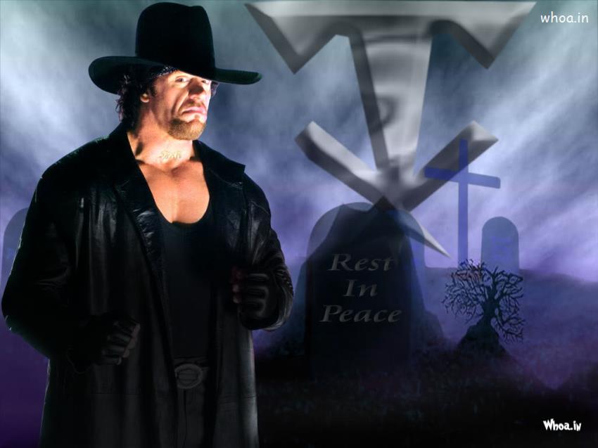 The Undertaker Long Black Coat And Cap Rest In Peace HD Wallpaper