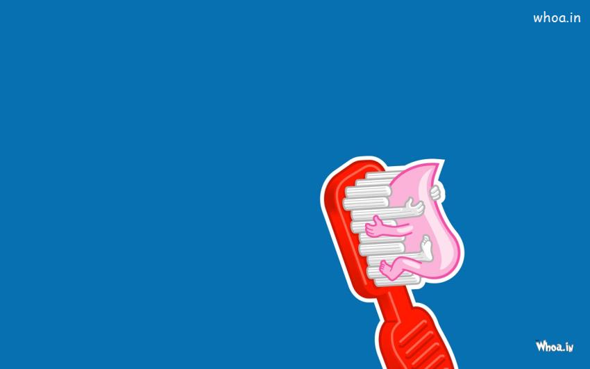 Toothpaste And Brush Love Each Other Funny Wallpaper
