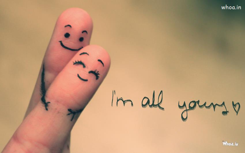 Two Fingers Love With Quotes Like I Am All Yours HD Love Wallpaper