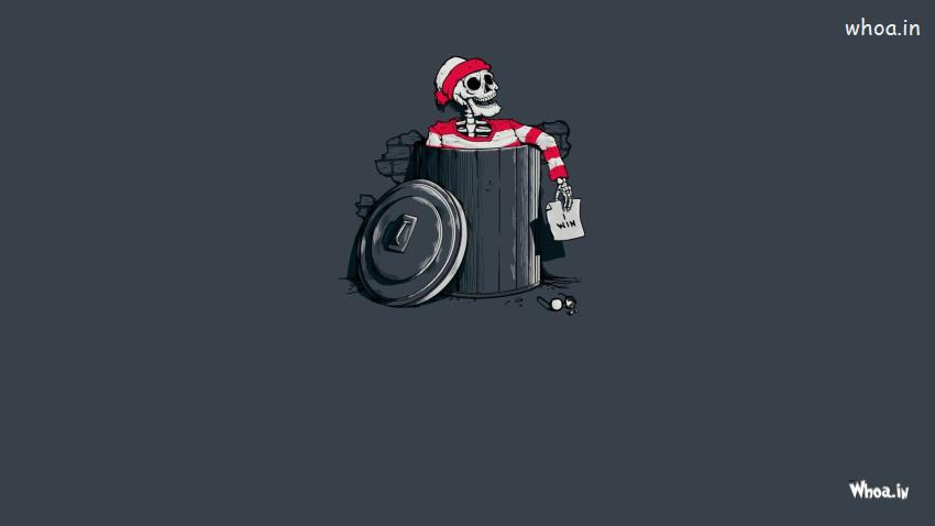 Waldo Skull Say I Win HD Cartoon Funny Wallpaper
