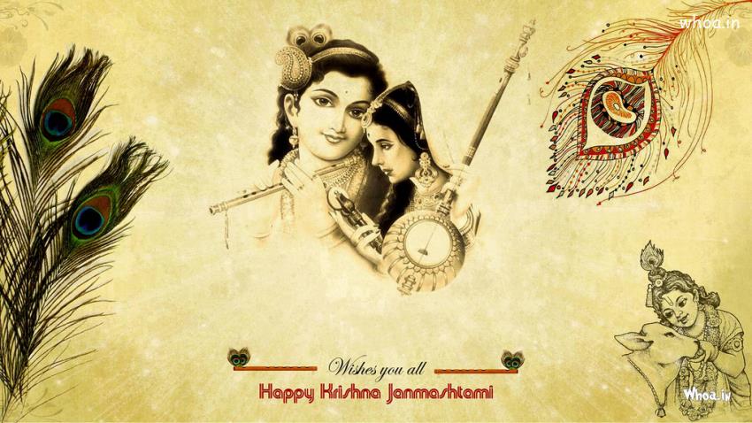 Wish U All Happy Janmashtami With Lord Krishna And Meera HD Wallpaper