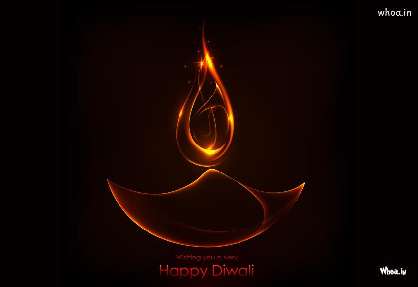 Wishing U Very Happy Diwali With Lighting Diya HD Wallpaper