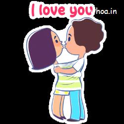 I love you cute couple kissing animated cartoon im