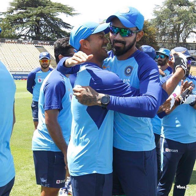 K L Rahul Hugging Prithvi Shaw Indian Cricketers Hd Image