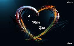 I miss you massage in multicolor heart shape on dark background