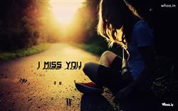 Image of a girl is waiting with massage I miss you 