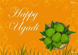 Beautiful image if Happy Ugadi with orange backgro