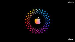 Colorful Glare Apple Logo In Black Background Wall