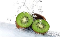 Kiwi, fruit, splash, water, drops, white, blue,wal