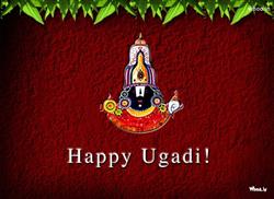 Happy Ugadi image with red background