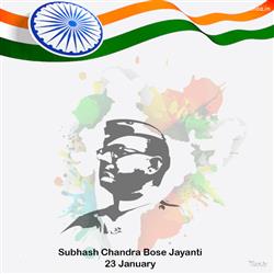 Indian flag with Subhas Chandra Bose pictures