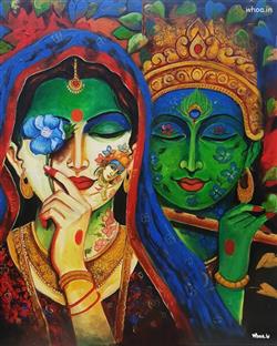 Beautiful Radha Krishna Painting from top Indian a