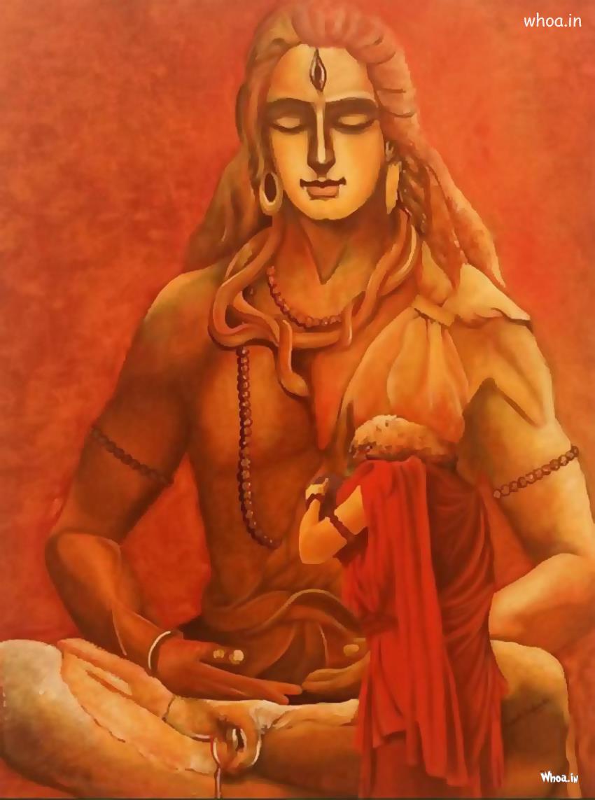 HD  Image Of Lord Shiva In Orange Colour