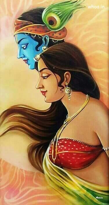 Beautiful And Colorful Image Of Lord Krishna And Radha