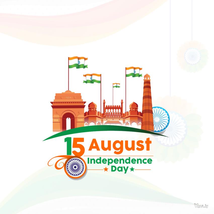 Beautiful Independence Day With Indian Flag  And Quotes