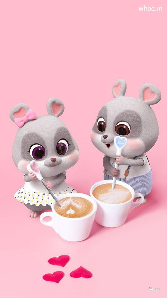 Best Cartoon Couple With Coffee Mobile Wallpaper Download