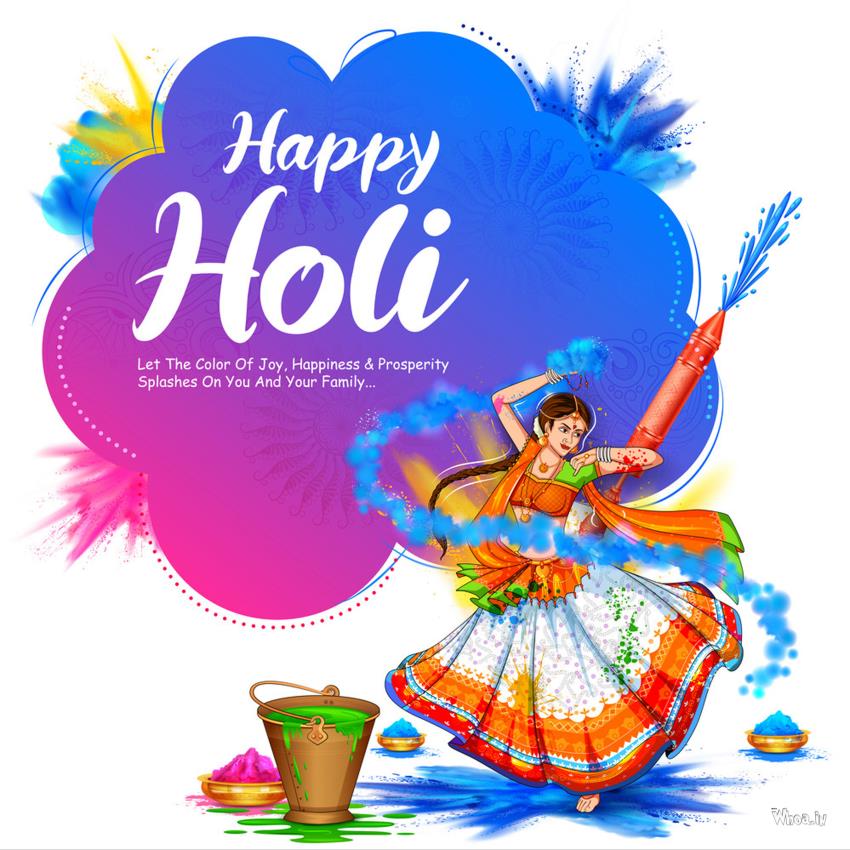 Happy Holi And Dhuleti Wishes Greeting Card -Happy Holi 