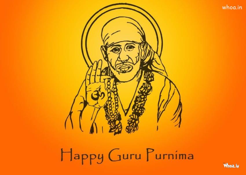 Colourful Image Of Lord Shirdi Sai Baba For Guru Purnima