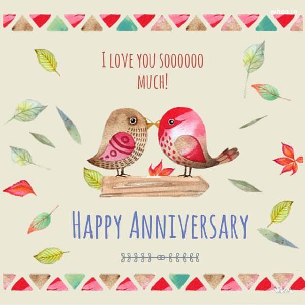  Image Of The Love Birds With Lovely Wish Happy Anniversary