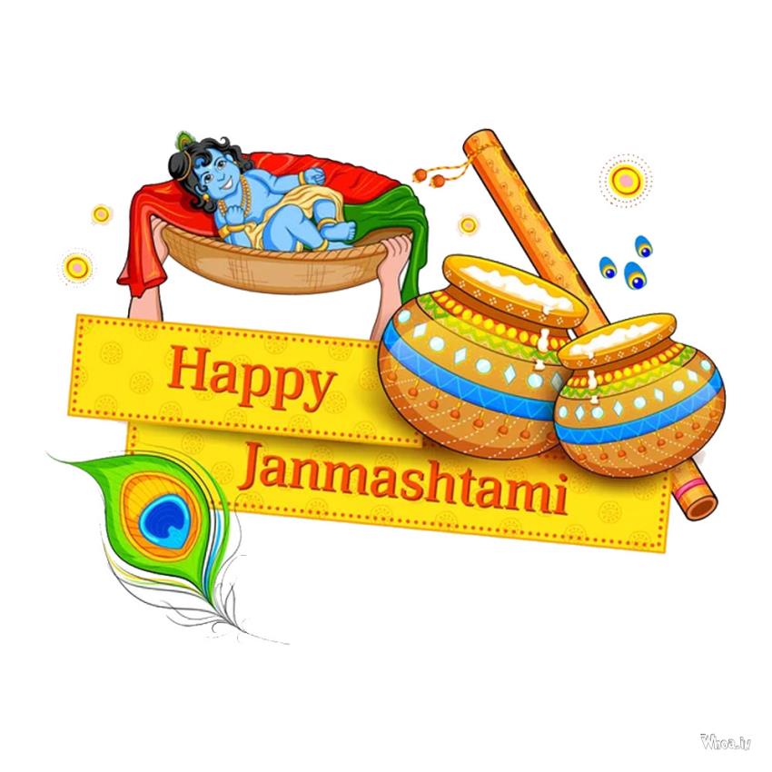 Krishna Janmashtami Wishes With Beautiful Bal Krishna Image
