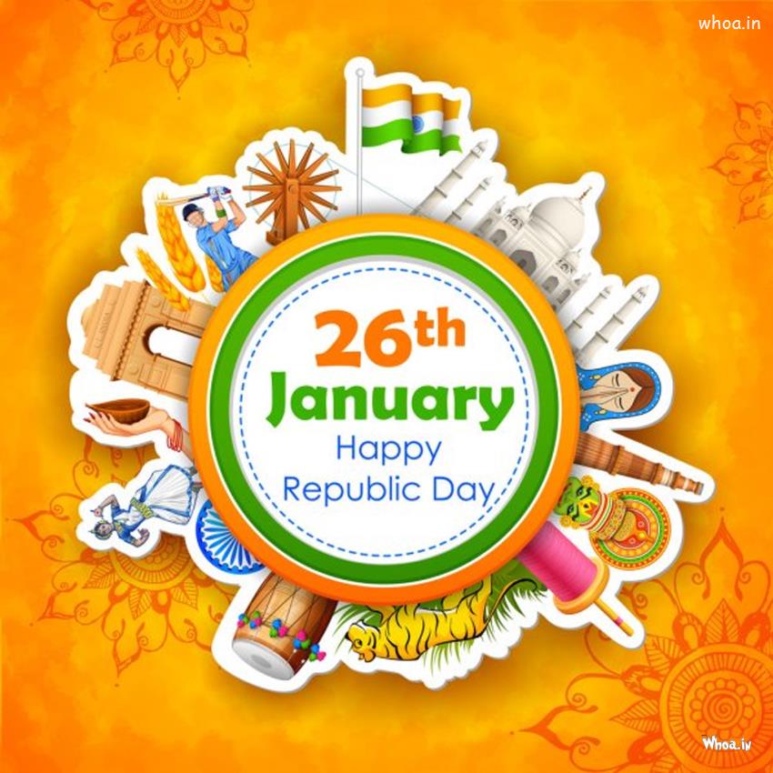 Latest 26Th January Greeting Images With Yellow Background
