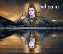 Lord Shiva GIF On Mount Kailash With Face Reflation In Water