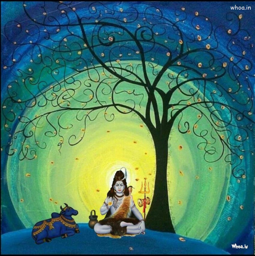 Lord Shiva With Nandi Art Background HD Mobile Wallpaper