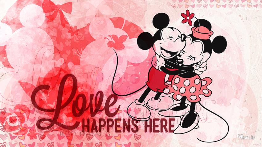 Mickey Mouse Hugging HD Valentine Day Wallpaper-Mickey Mouse