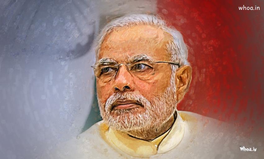 Narendra Modi Wallpaper Blurred Effect Of National Flag