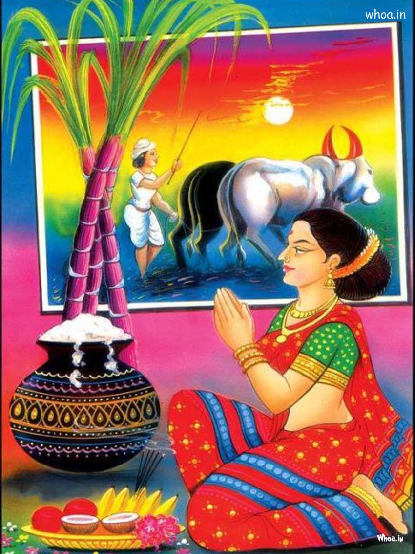 Leady Pray To God Pongal Painting Images For Facebook Story 