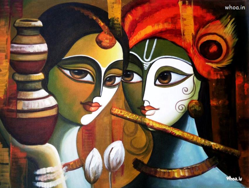 Radha Krishna Painting-Beautiful Radha Krishna Oil Paintings