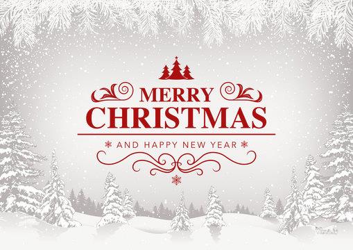Snow With Red Merry Christmas Wishes Pictures Download