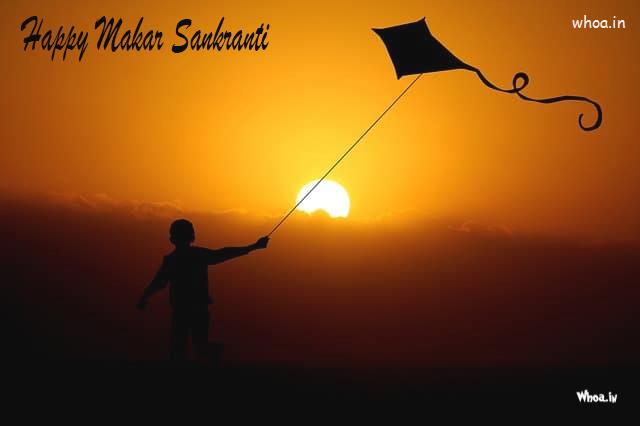 Sunset With Best Kite Festival Images , Makar Sankranti 