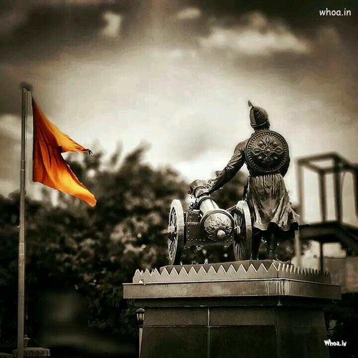  Maratha King Chatrapati Shivaji Maharaj With His Flag