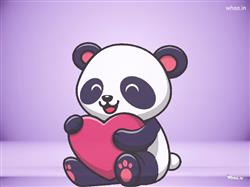 beautiful pink heart with panda photos