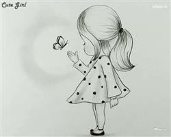 Cute little girl pencil sketch pictures