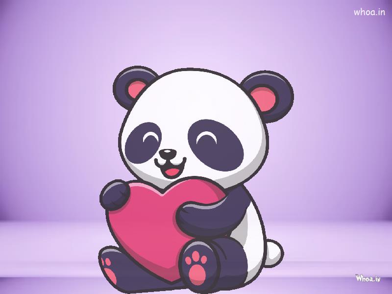 Beautiful Pink Heart With Panda Photos , Cartoon Wallpaper