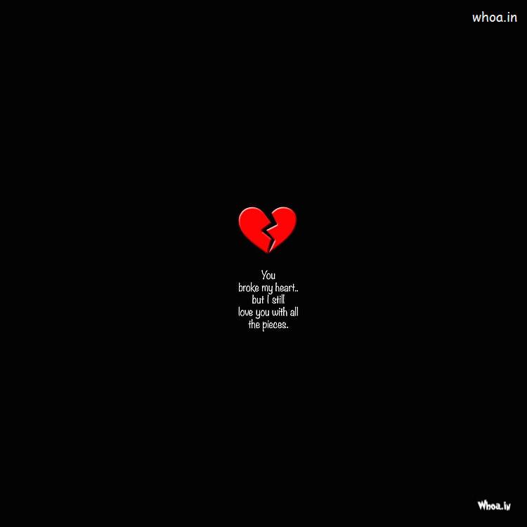 Black Background With Red Broken Heart Pictures With Quotes